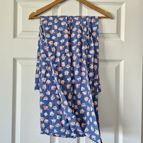 Fabric Other - Vintage 1990s 2000s Dusty Blue Rayon 2+ Yards Lisianthus Rose Flower Fabric #31